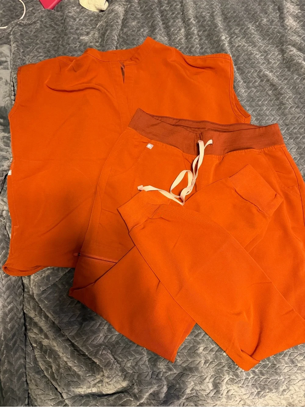 Figs Women's Orange Scrub Top and Jogger Pants Set